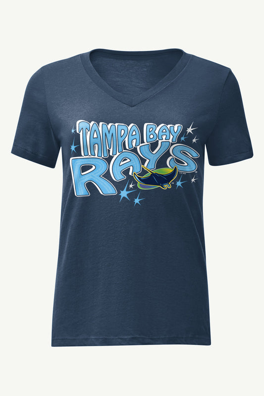 Starter WOMENS TAMPA BAY RAYS FIREWORKS V NECK T SHIRT