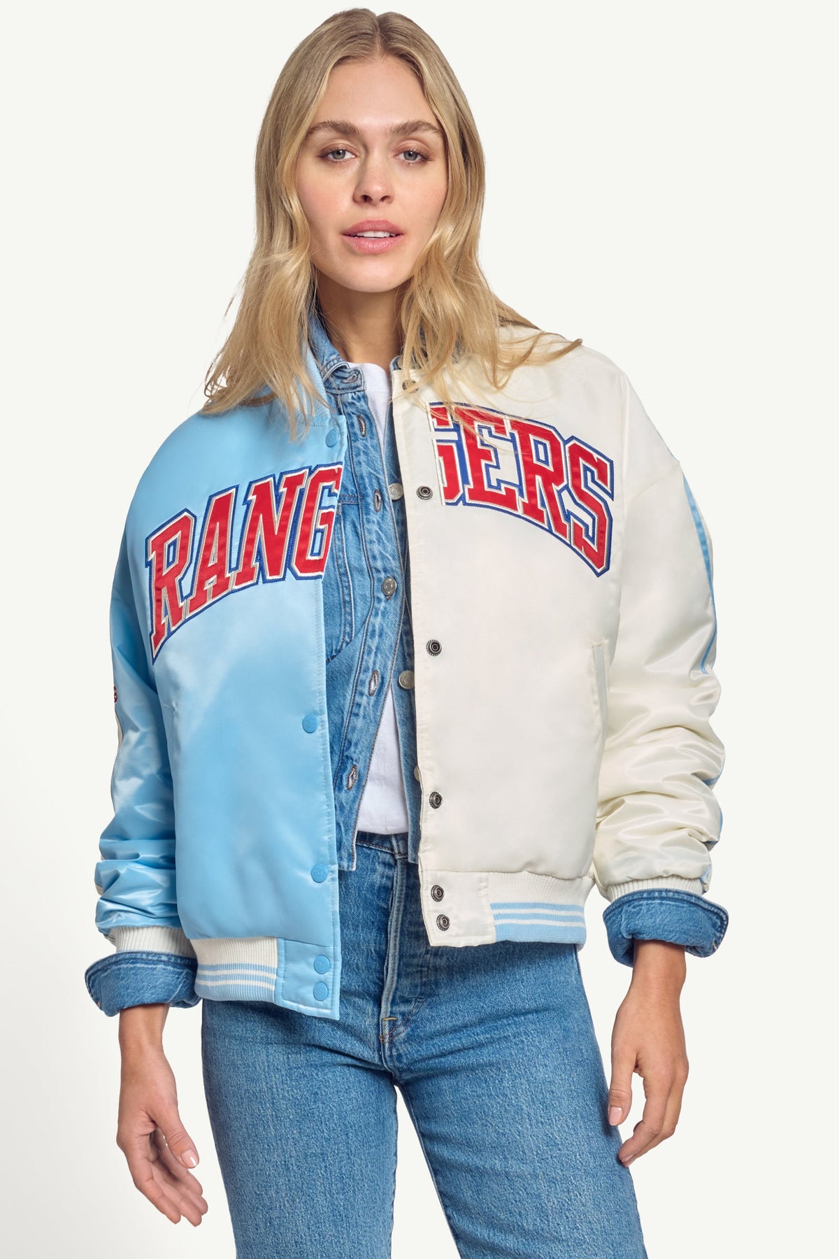 Starter WOMENS TEXAS RANGERS SATIN VARSITY JACKET