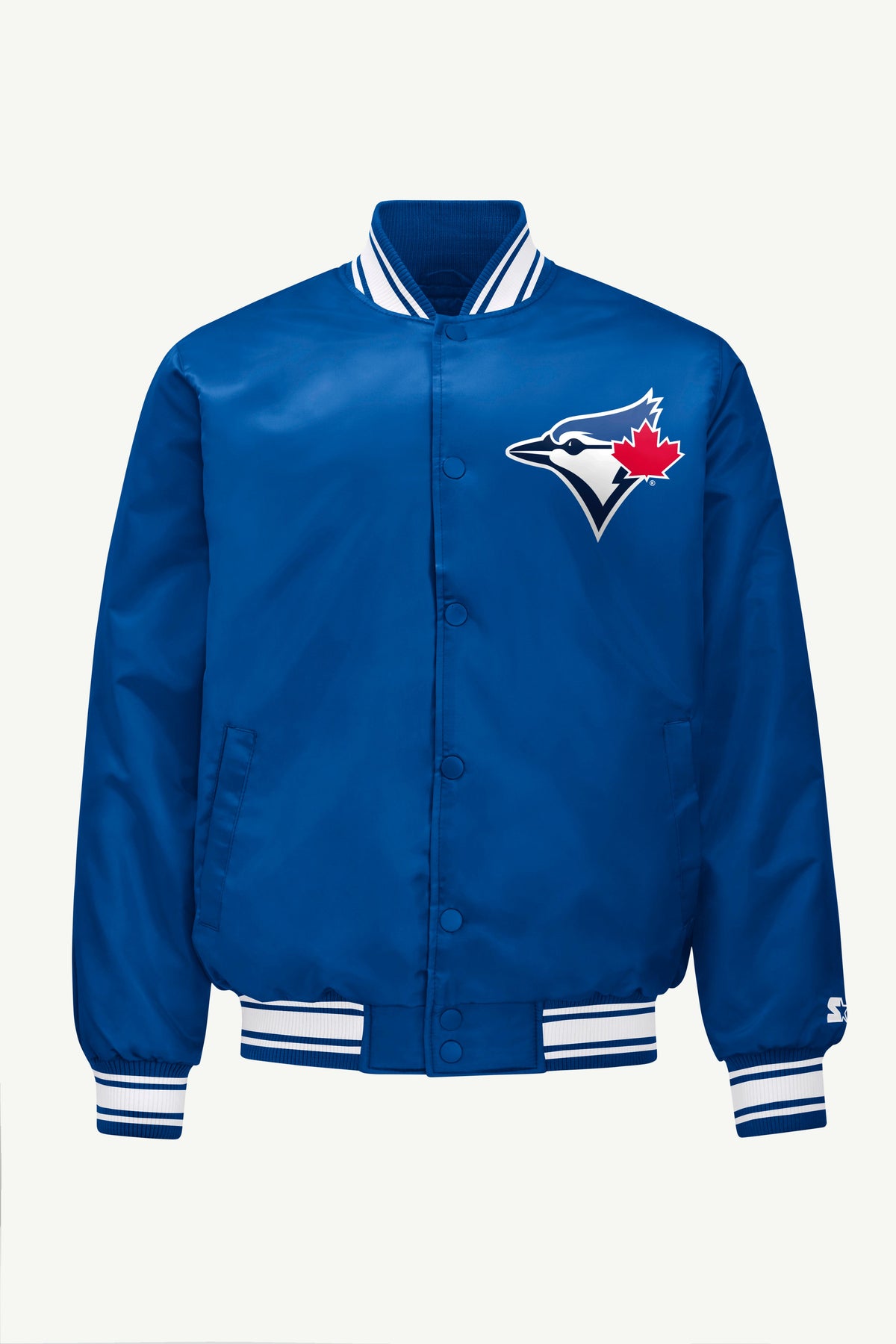 Starter MENS TORONTO BLUE JAYS HOMEPLATE SATIN VARSITY JACKET