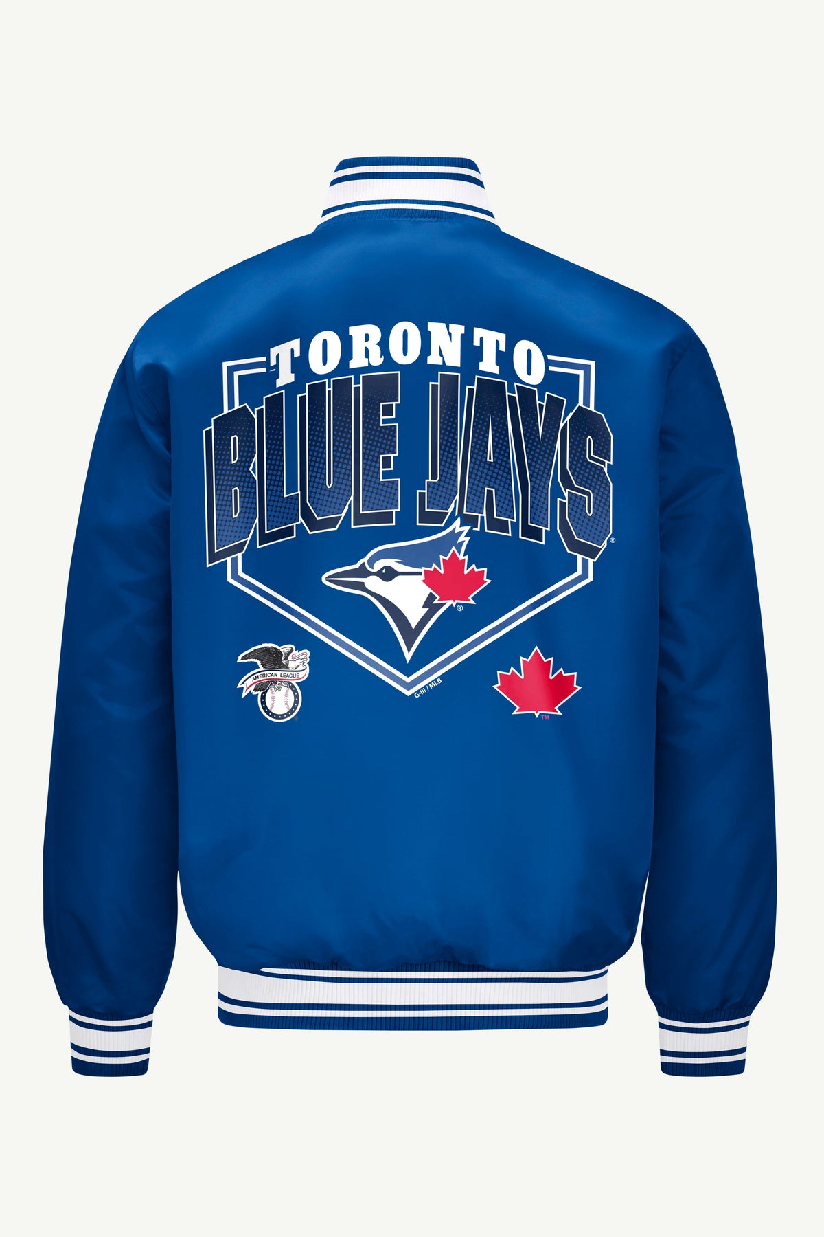 Starter MENS TORONTO BLUE JAYS HOMEPLATE SATIN VARSITY JACKET