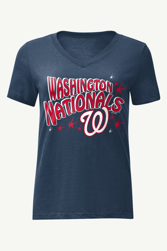 Starter WOMENS WASHINGTON NATIONALS FIREWORKS V NECK T SHIRT