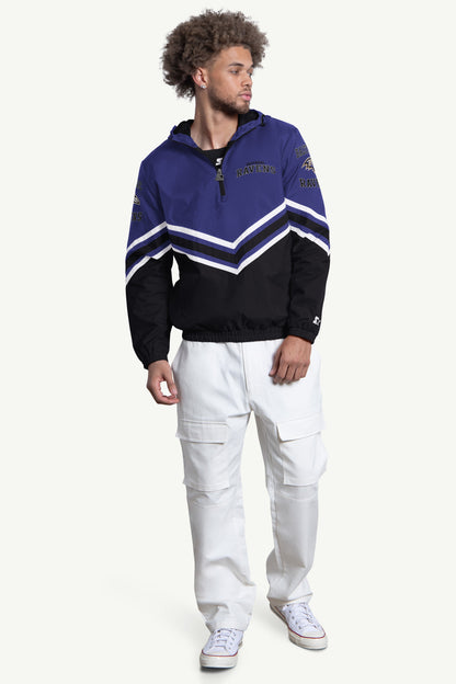 Starter MENS BALTIMORE RAVENS  FAIR PLAY HALF ZIP HOODED PULLOVER