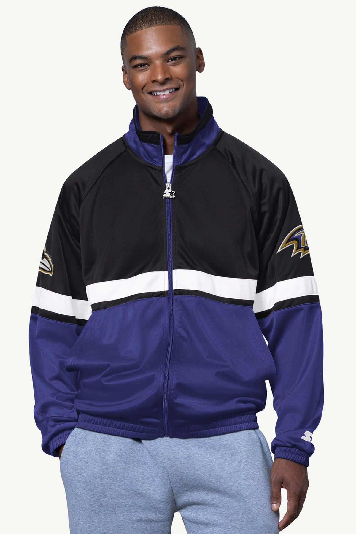 Starter MENS BALTIMORE RAVENS VETERAN TRACK JACKET
