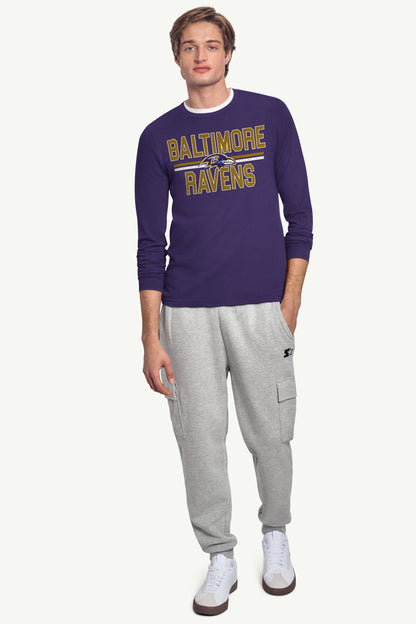 Starter MENS BALTIMORE RAVENS MESH LOOK LONG SLEEVE T SHIRT