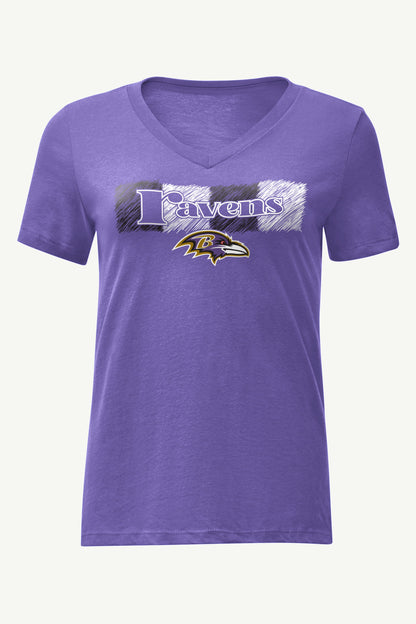 Starter WOMENS BALTIMORE RAVENS COLOR SHADING V-NECK T SHIRT