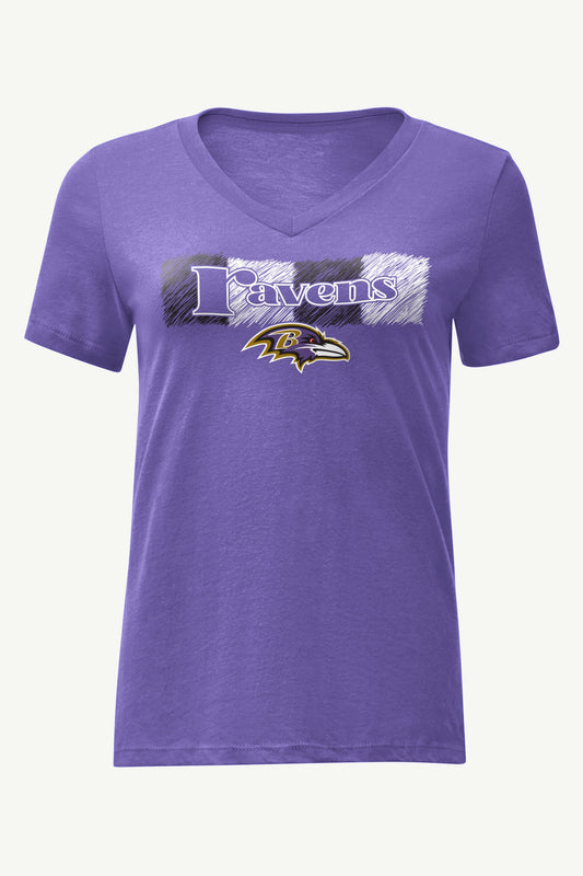Starter WOMENS BALTIMORE RAVENS COLOR SHADING V-NECK T SHIRT