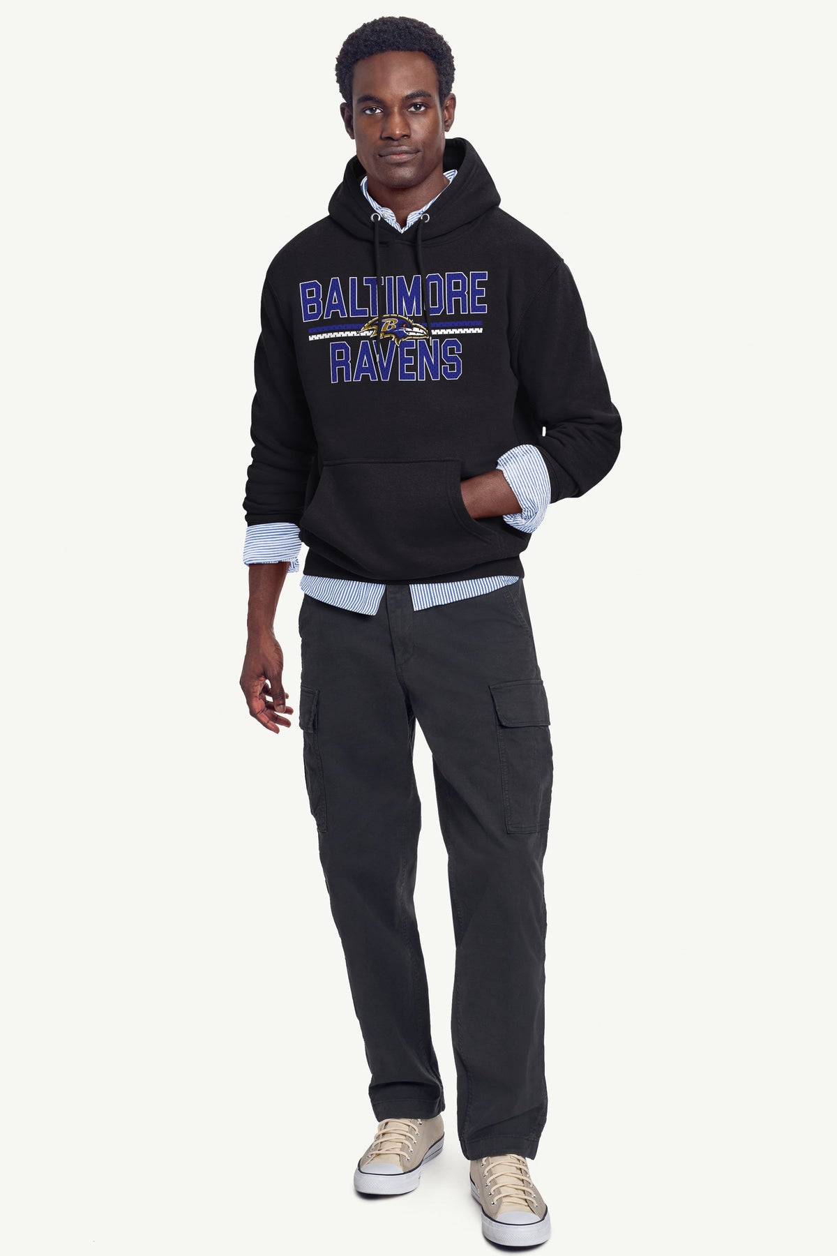 Starter MENS BALTIMORE RAVENS MESH LOOK HOODIE