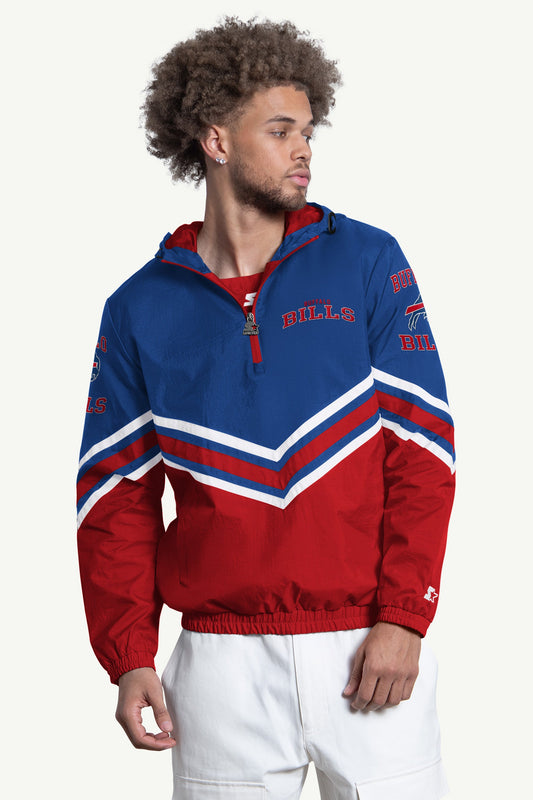 Starter MENS BUFFALO BILLS  FAIR  FAIR PLAY HALF ZIP HOODED PULLOVER
