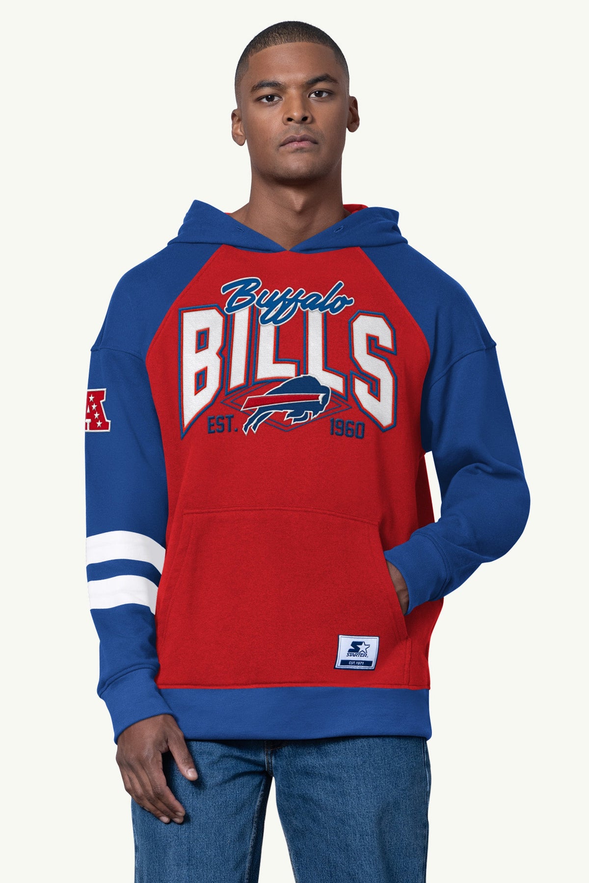 Starter MENS BUFFALO BILLS INTERCEPTION COLORBLOCK HOODIE