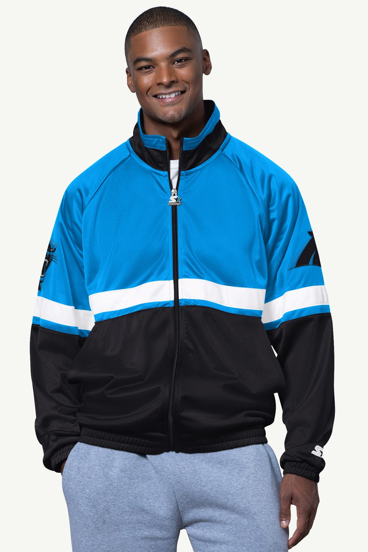 Starter MENS CAROLINA PANTHERS VETERAN TRACK JACKET