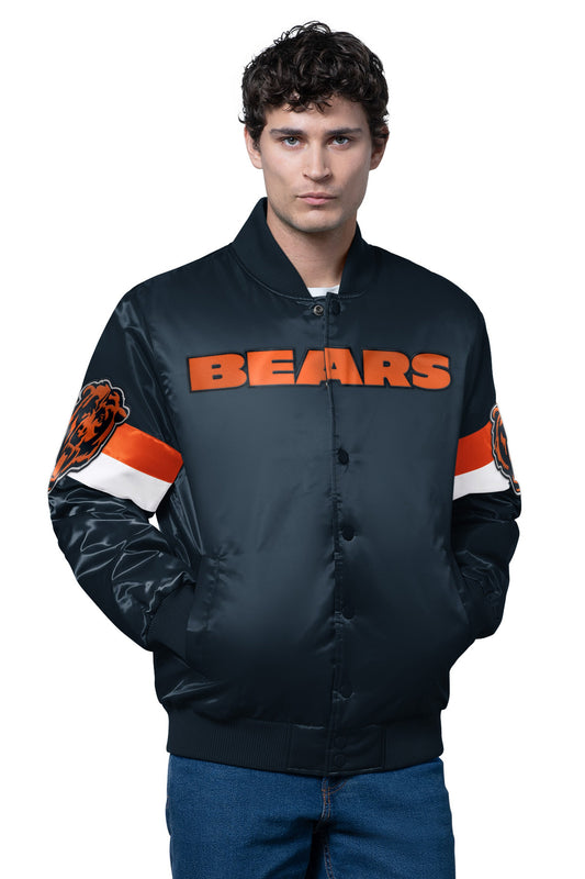 Starter MENS CHICAGO BEARS TRIPLE OPTION SATIN VARSITY JACKET