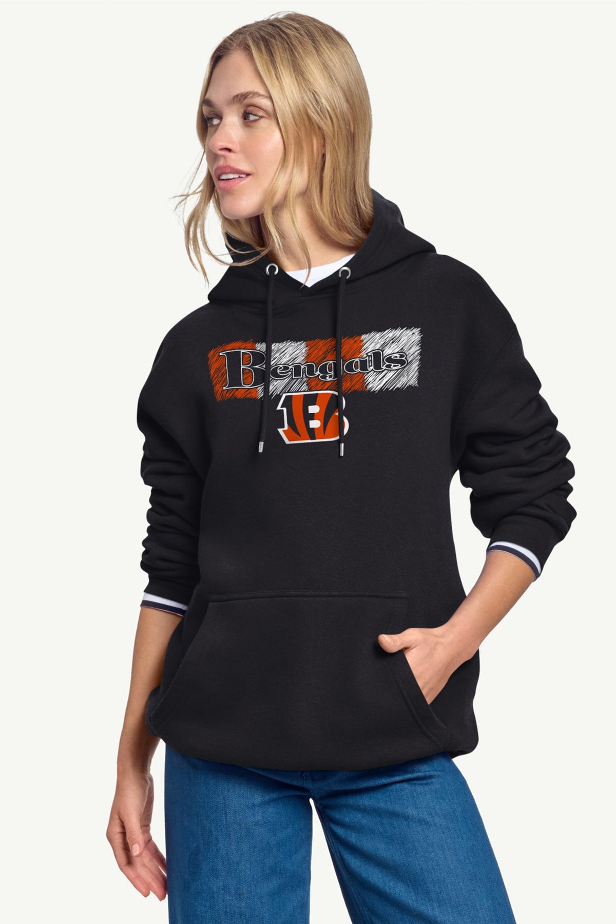 Starter WOMENS CINCINATI BENGALS COLOR SHADING HOODIE