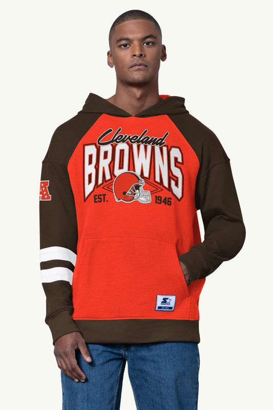 Starter MENS CLEVELAND BROWNS INTERCEPTION COLORBLOCK HOODIE
