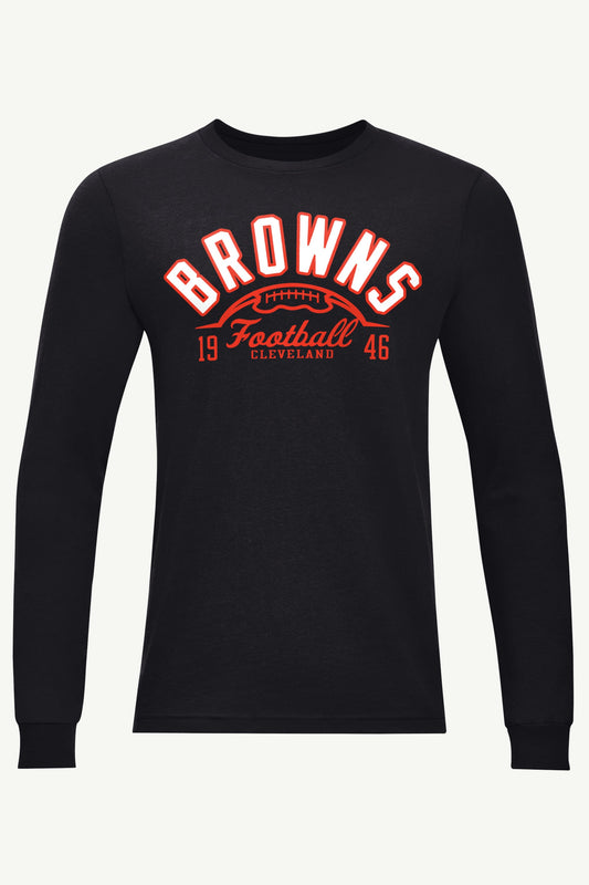 Starter MENS CLEVELAND BROWNS HALF BALL TEAM LONG SLEEVE T SHIRT