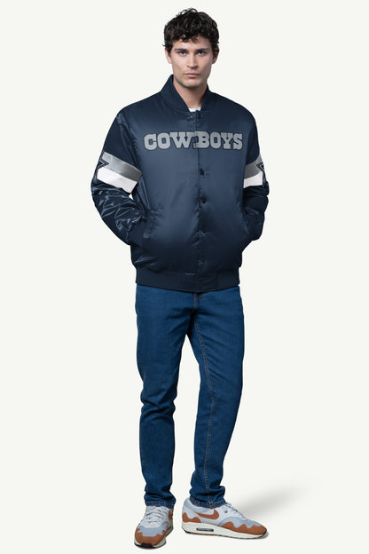 Starter MENS DALLAS COWBOYS TRIPLE OPTION SATIN VARSITY JACKET