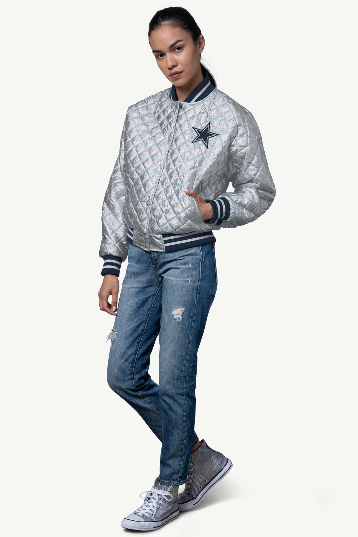 Starter WOMENS DALLAS COWBOYS BLOWOUT METALLIC JACKET