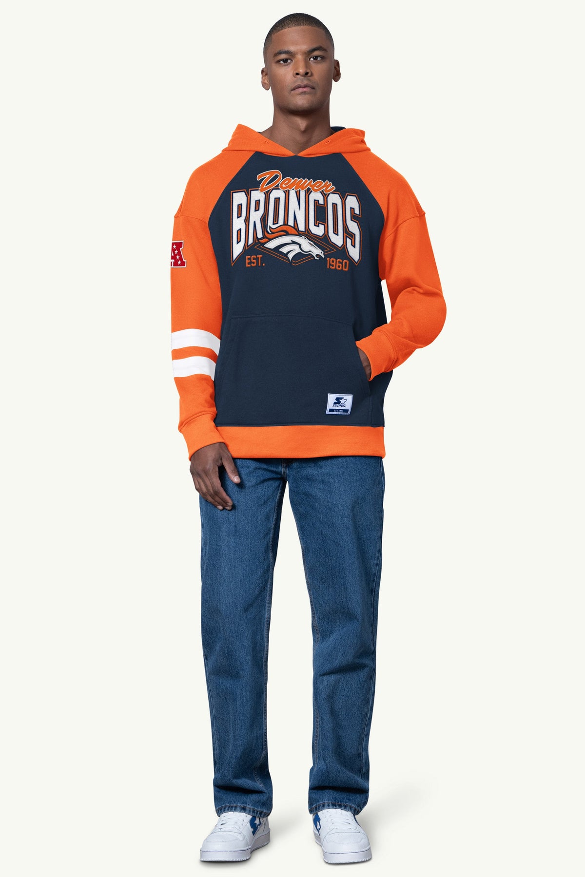 Starter MENS DENVER BRONCOS INTERCEPTION COLORBLOCK HOODIE