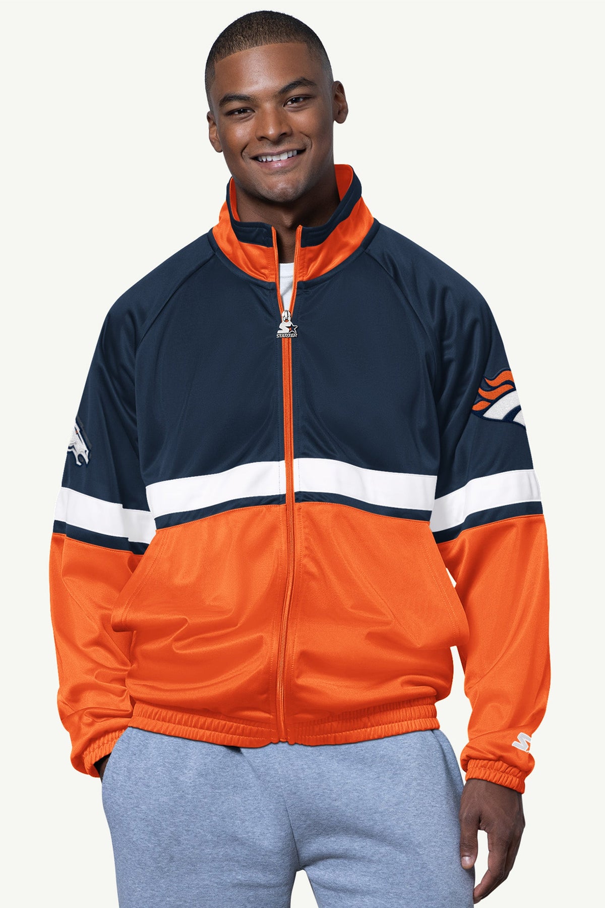 Starter MENS DENVER BRONCOS VETERAN TRACK JACKET