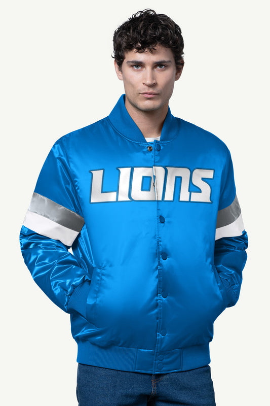 Starter MENS DETROIT LIONS SATIN VARSITY JACKET