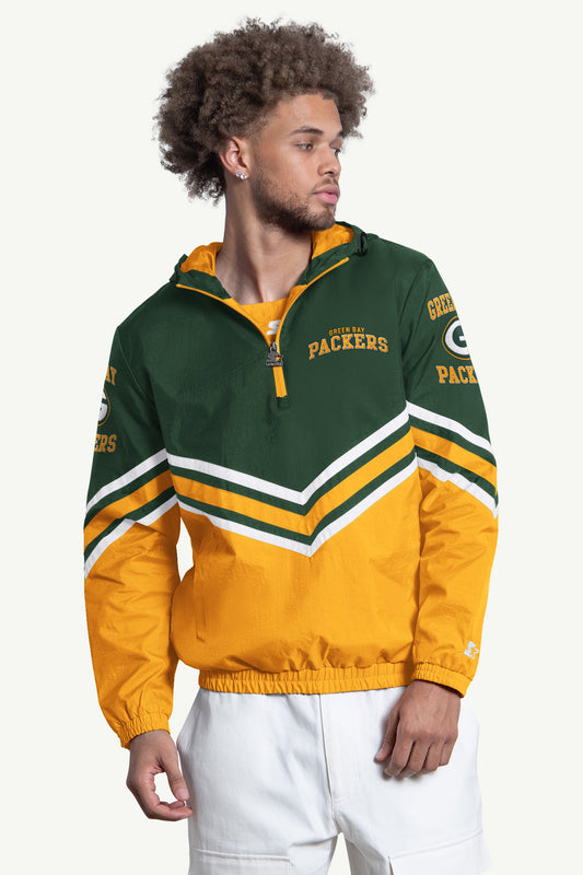 Starter MENS GREENBAY PACKERS  FAIR PLAY HALF ZIP HOODED PULLOVER