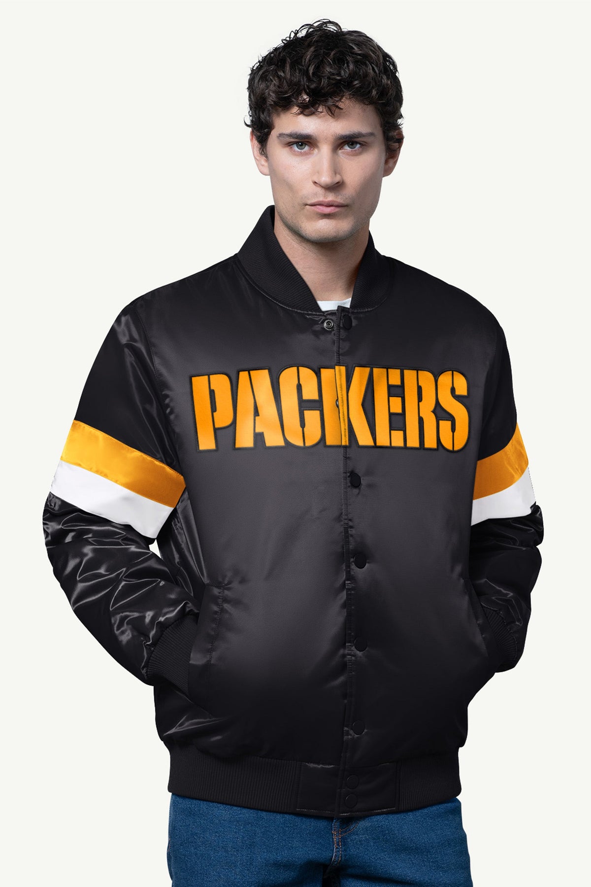 Starter MENS GREEN BAY PACKERS SATIN VARSITY JACKET