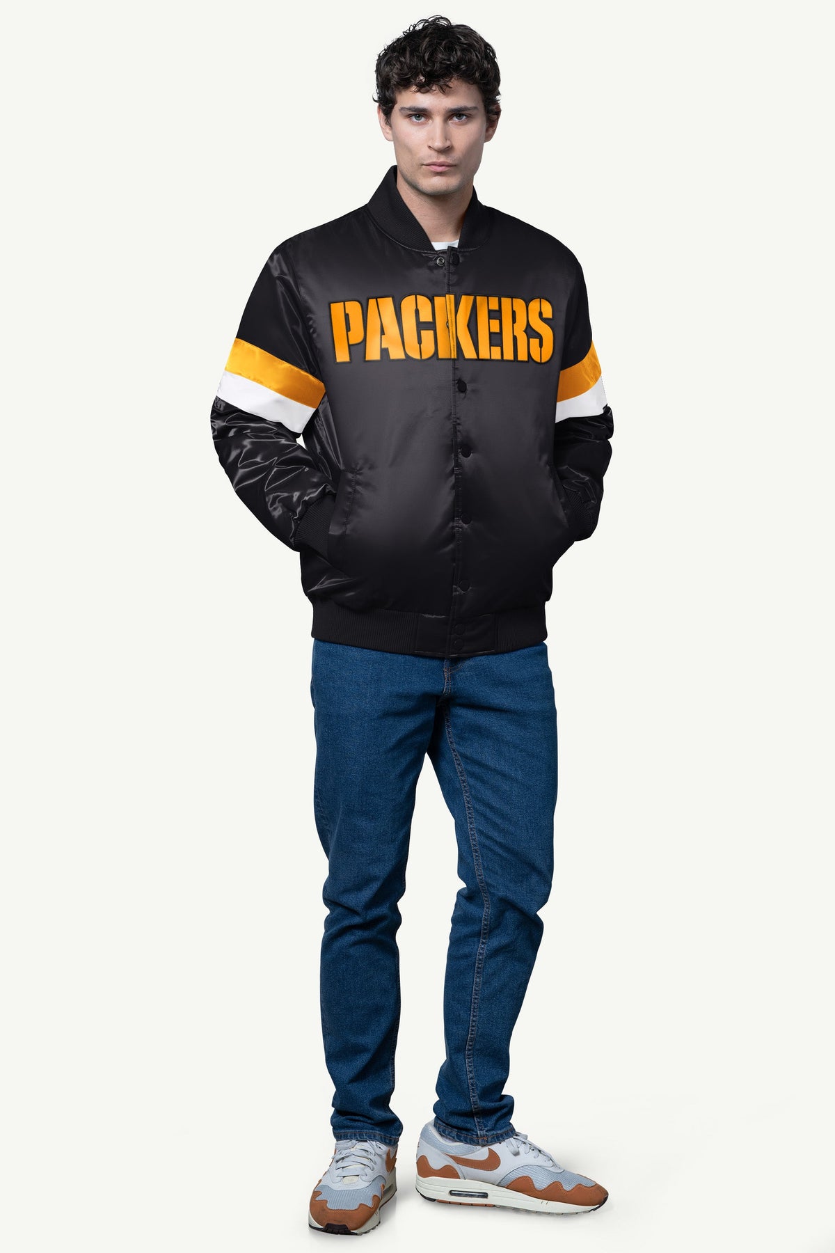 Starter MENS GREEN BAY PACKERS SATIN VARSITY JACKET
