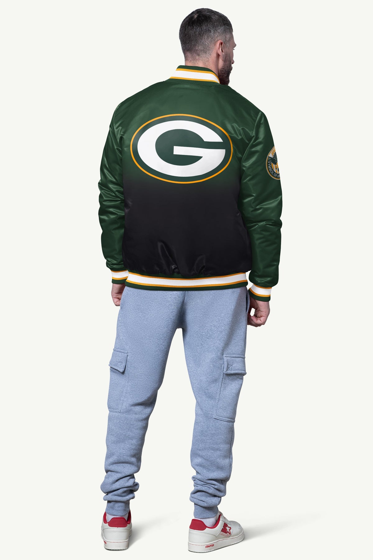 Starter MENS GREEN BAY PACKERS PASS RUSH SATIN VARSITY JACKET
