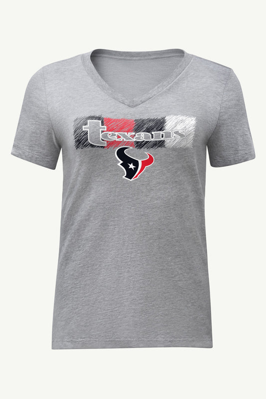 Starter WOMENS HOUSTON TEXANS COLOR SHADING V-NECK T SHIRT