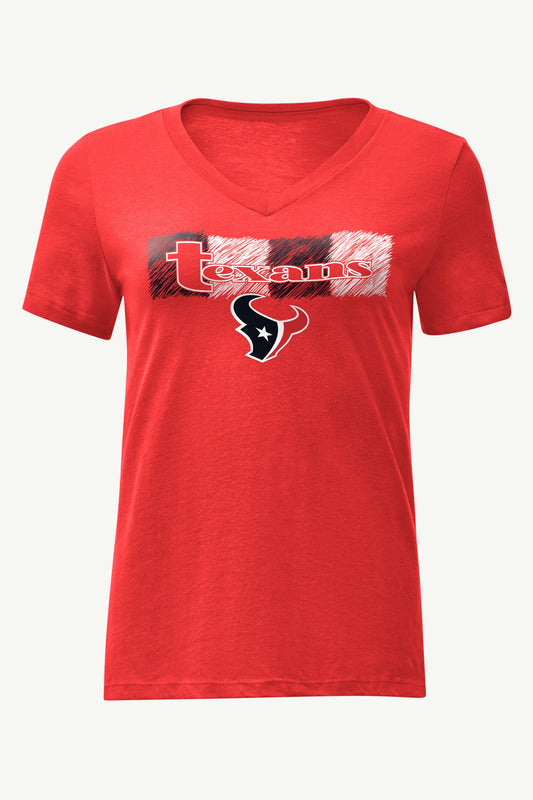 Starter WOMENS HOUSTON TEXANS COLOR SHADING V-NECK T SHIRT