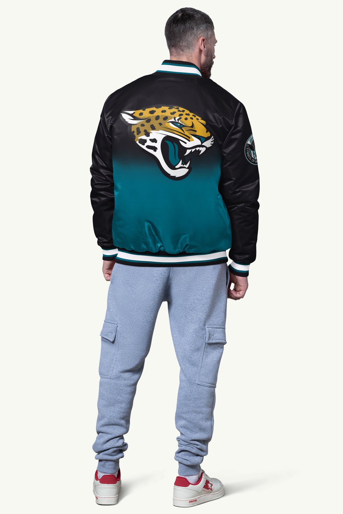 Starter MENS JACKSONVILLE JAGUARS PASS RUSH SATIN VARSITY JACKETS