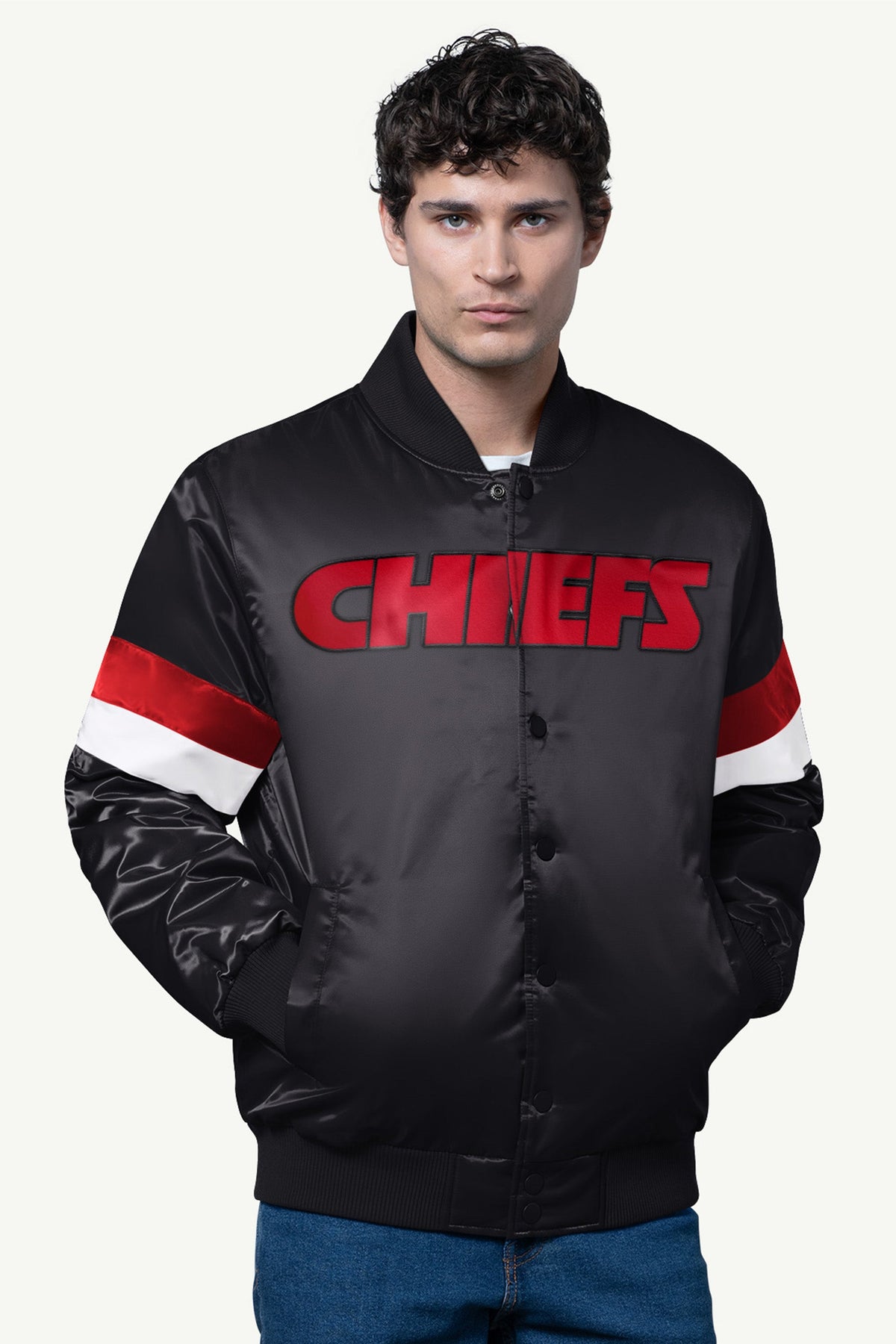 Starter MENS KANSAS CITY CHIEFS SATIN VARSITY JACKET
