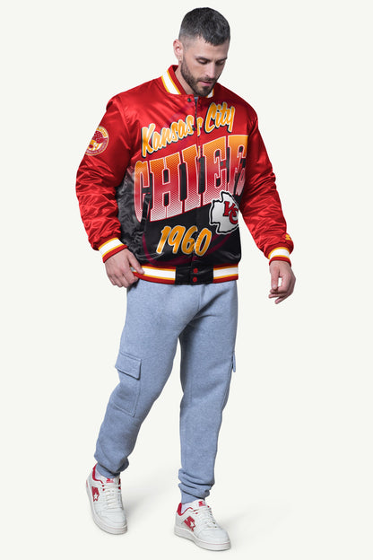 Starter MENS KANSAS CITY CHIEFS PASS RUSH SATIN VARSITY JACKET