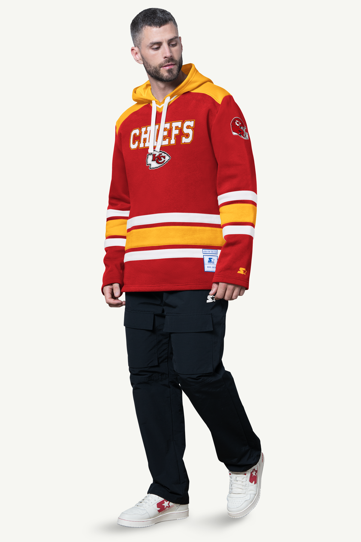 Starter MENS KANSAS CITY CHIEFS SLAP SHOT HOODED HOCKEY PULLOVER