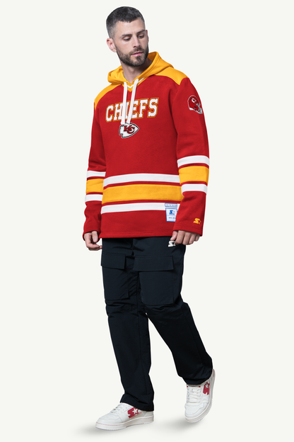 Starter MENS KANSAS CITY CHIEFS SLAP SHOT HOODED HOCKEY PULLOVER