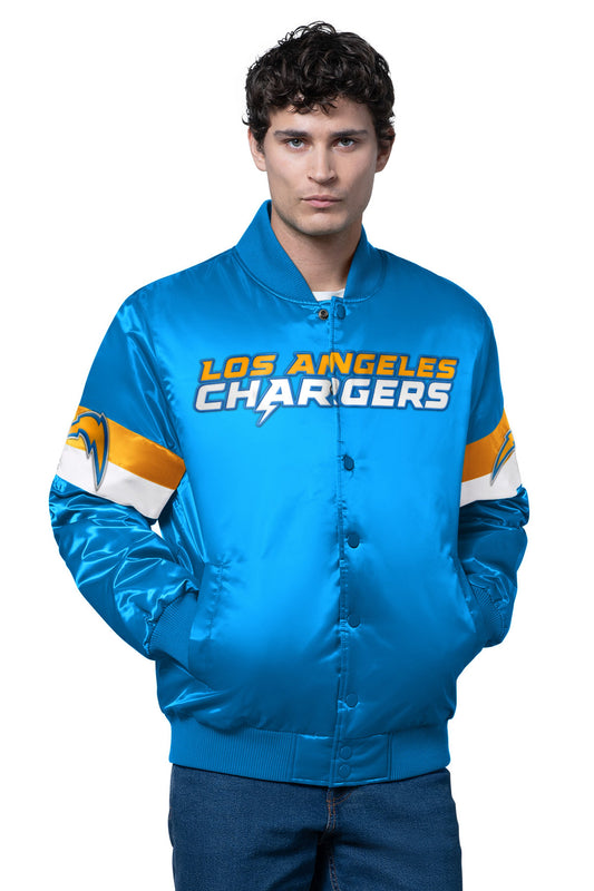Starter MENS LOS ANGELES CHARGERS TRIPLE OPTION SATIN VARSITY JACKET