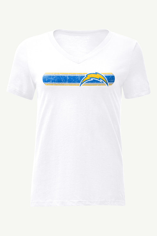 Starter WOMENS LOS ANGELES CHARGERS STRIPE V-NECK T SHIRT