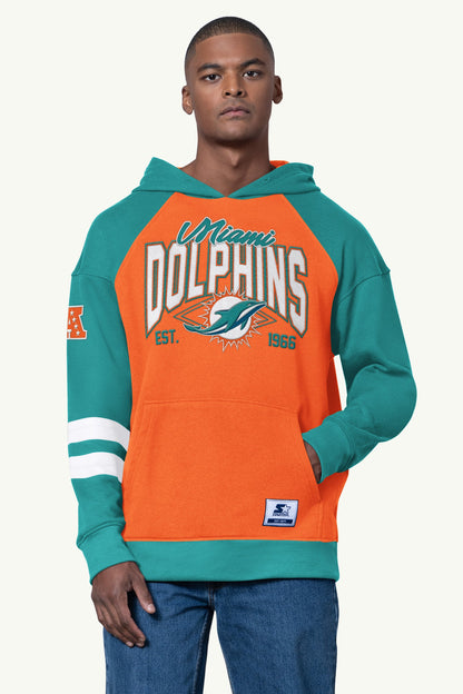 Starter MENS MIAMI DOLPHINS INTERCEPTION COLORBLOCK HOODIE