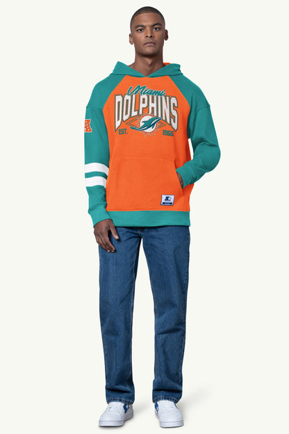 Starter MENS MIAMI DOLPHINS INTERCEPTION COLORBLOCK HOODIE