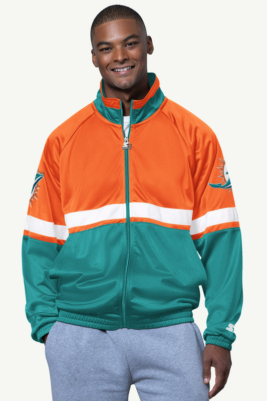 Starter MENS MIAMI DOLPHINS VETERAN TRACK JACKET