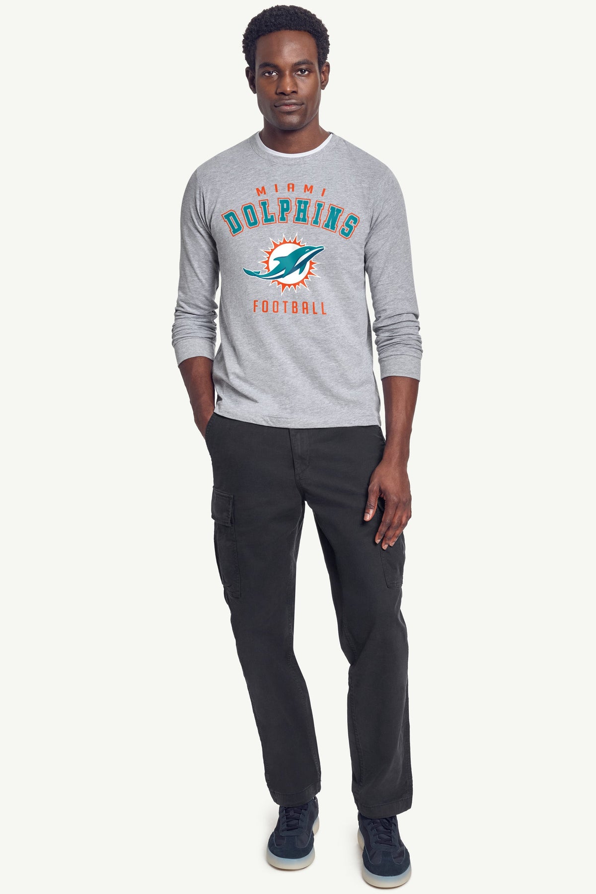 Starter MENS MIAMI DOLPHINS LOGO LONG SLEEVE T SHIRT