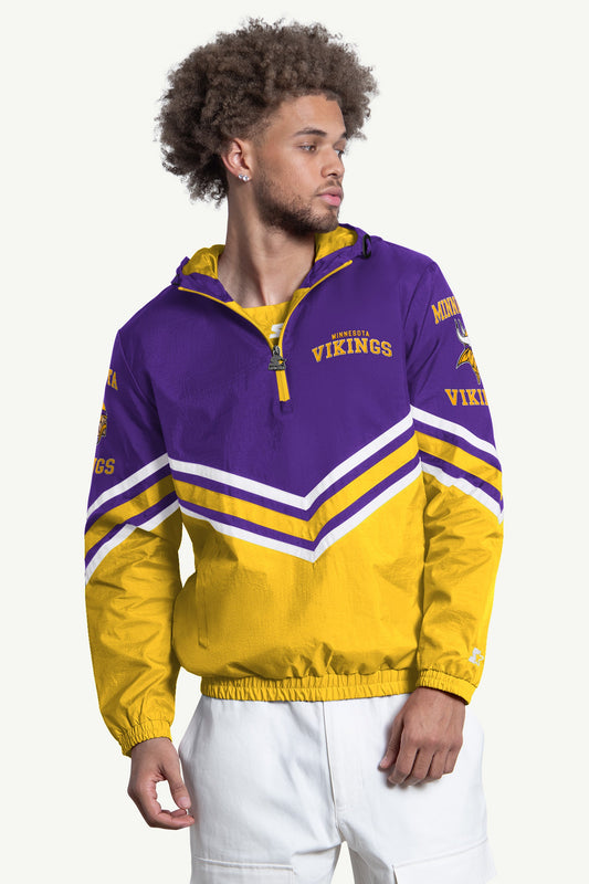 Starter MENS MINNESOTA VIKINGS FAIR  FAIR PLAY HALF ZIP HOODED PULLOVER