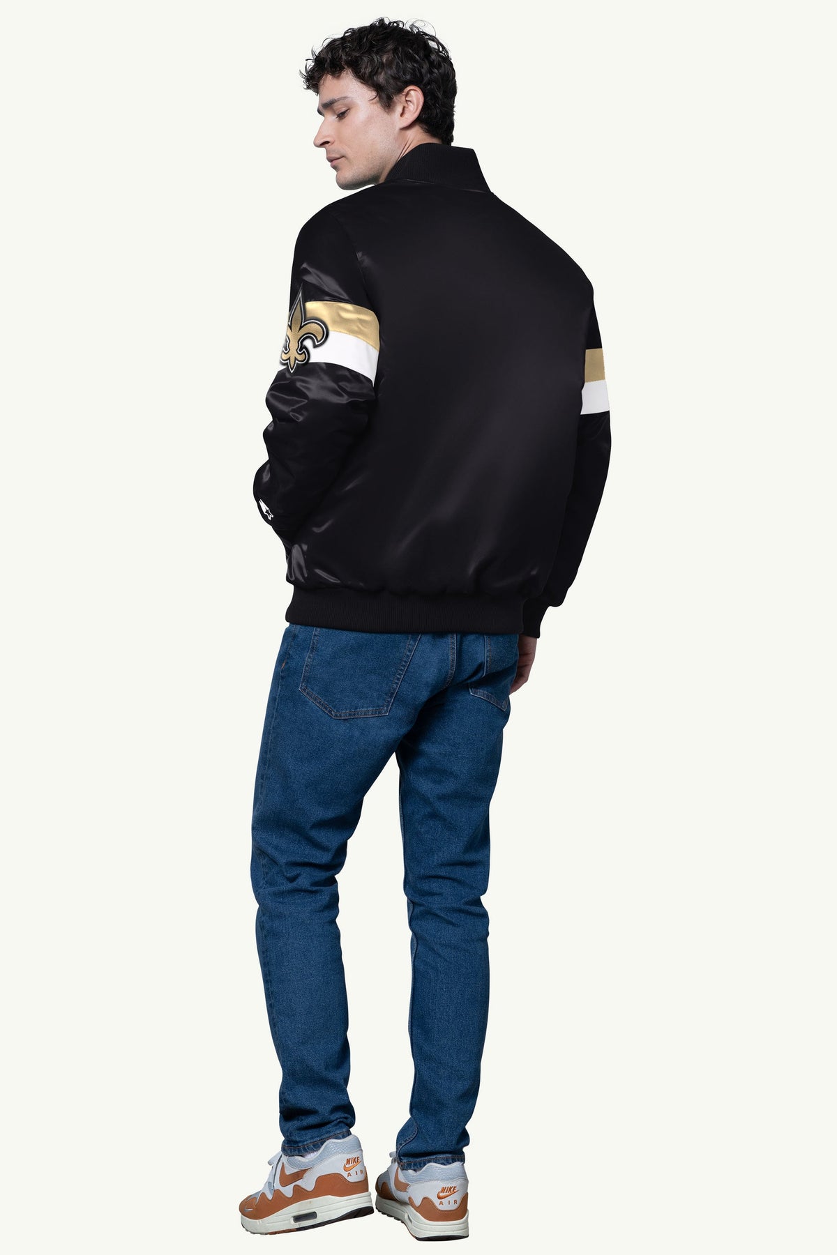 Starter MENS NEW ORLEANS SAINTS TRIPLE OPTION SATIN VARSITY JACKET
