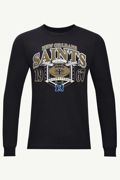 Starter MENS NEW ORLEANS SAINTS 80s INSPIRED FIELD LONG SLEEVE T SHIRT