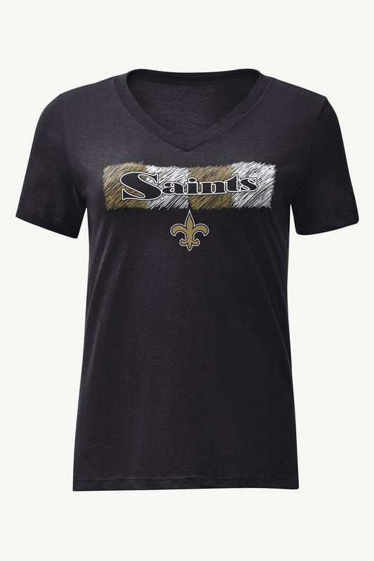 Starter WOMENS NEW ORLEANS SAINTS COLOR SHADING V-NECK T SHIRT