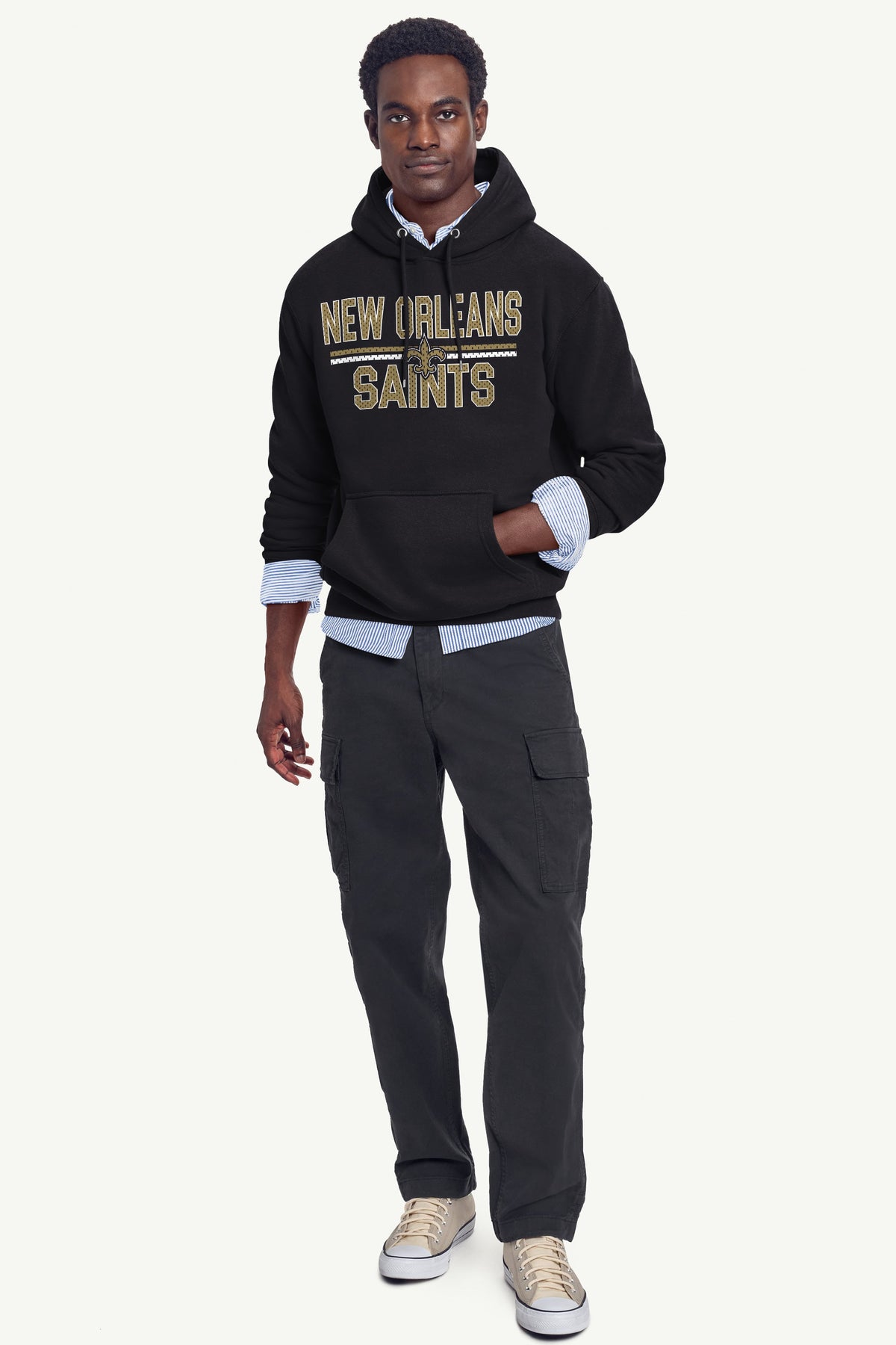 Starter MENS NEW ORLEANS SAINTS MESH LOOK HOODIE