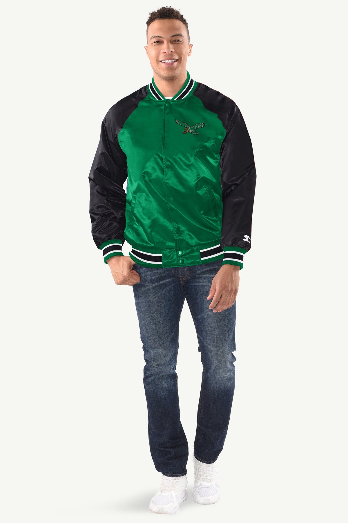 Starter MENS PHILADELPHIA EAGLES INDUCTEE SATIN VARSITY JACKET
