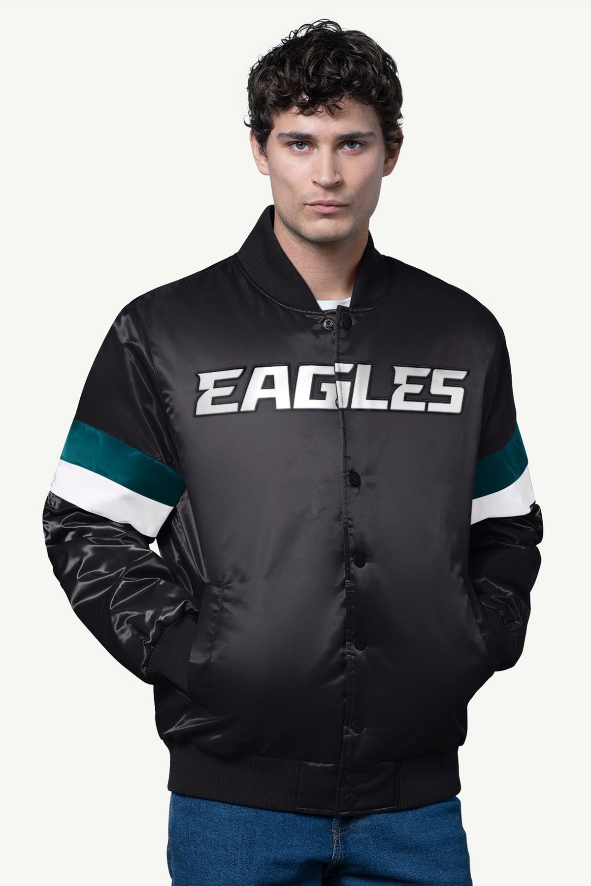 Starter MENS PHILADELPHIA EAGLES SATIN VARSITY JACKET