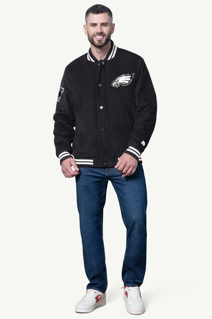 Starter MENS PHILADELPHIA EAGLES BLACKOUT CORDUROY VARSITY JACKET