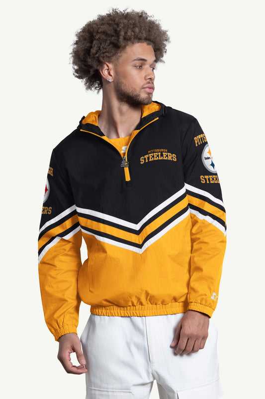 Starter MENS PITTSBURGH STEELERS  FAIR PLAY HALF ZIP HOODED PULLOVER