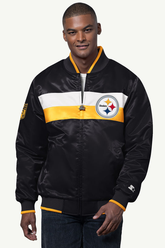 Starter MENS PITTSBURGH STEELERS AMBASSADOR SATIN VARSITY JACKET